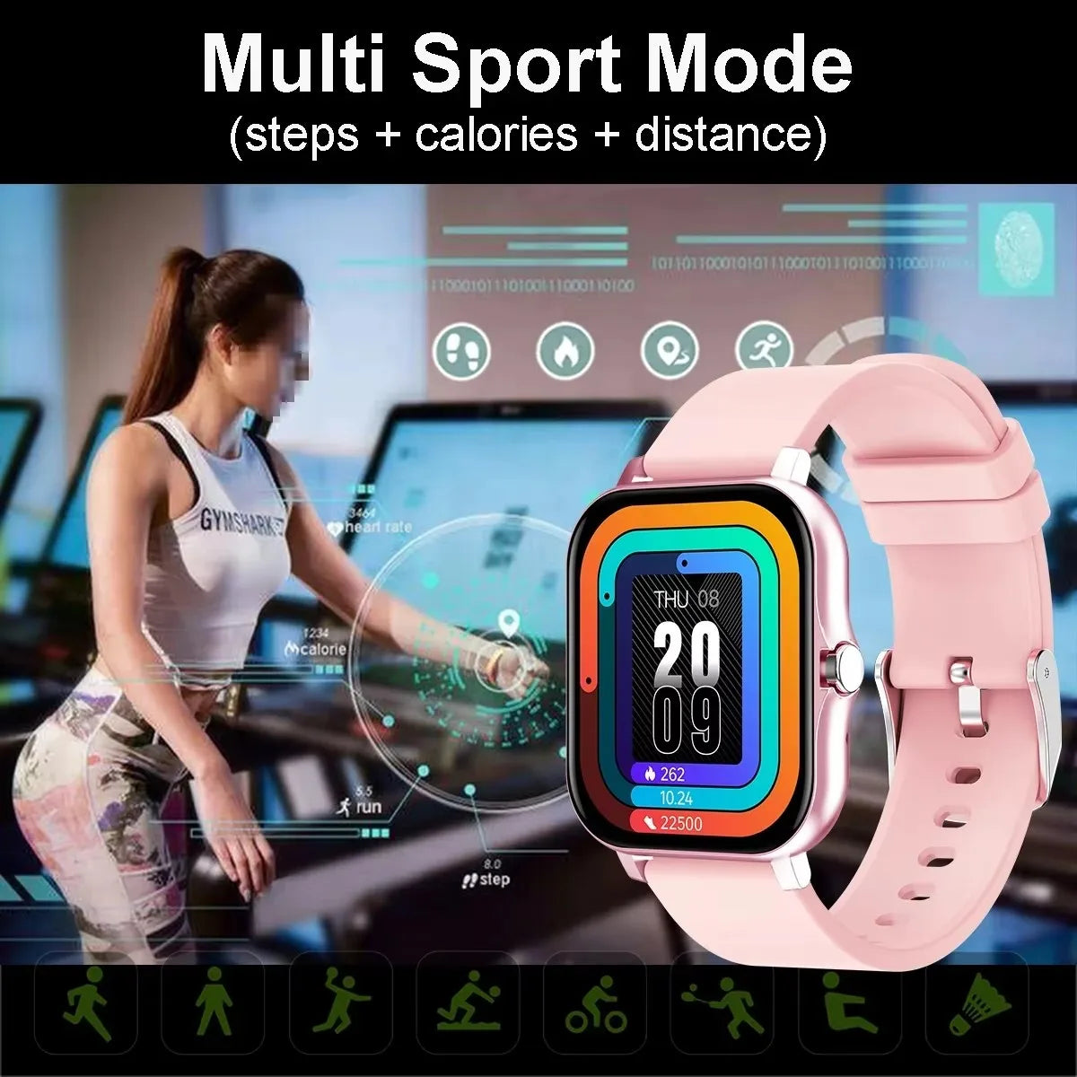 1.83'' Waterproof Smart Watch with Message Answer Call Sleep Monitoring Sports Pedometer Information Alerts For iPhone Android